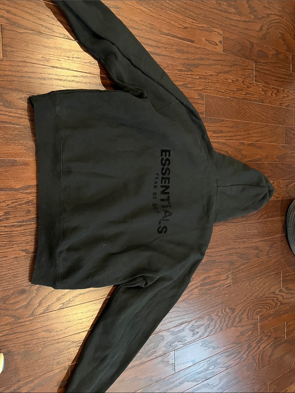 Essentials Black Pullover Hoodie with Subtle Label - Picture 3 of 3